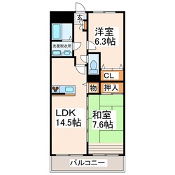 南ヶ丘 徒歩2分 4階の物件間取画像